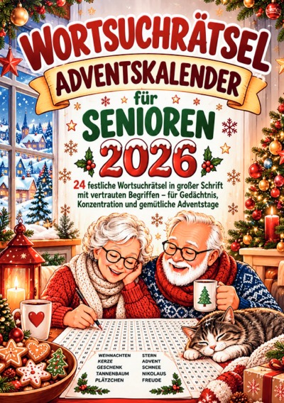 'Cover von Wortsuchrätsel-Adventskalender für Senioren 2026'-Cover