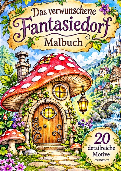 'Cover von Das verwunschene Fantasiedorf – Malbuch'-Cover