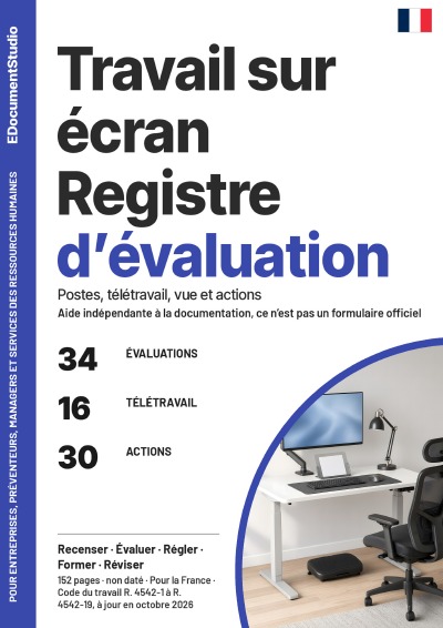 'Cover von Travail sur écran : registre d’évaluation des postes (Code du travail R. 4542)'-Cover