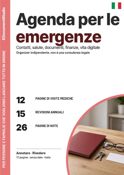 'Cover von Agenda per le emergenze: i miei dati essenziali in un unico posto'-Cover