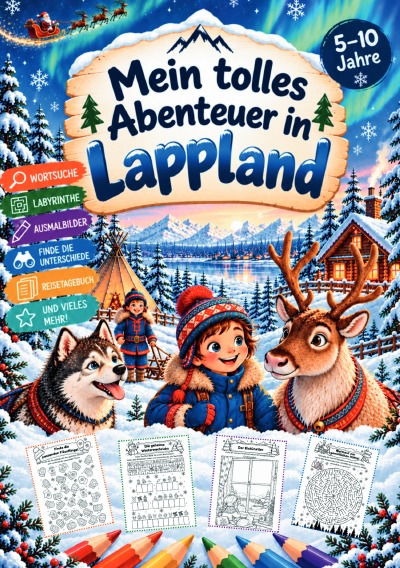 'Cover von Mein tolles Abenteuer in Lappland – Das Reiseaktivitäten- und Erinnerungsbuch für Kinder'-Cover