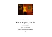 Hotel Bogota, Berlin - Auf 250 Ex. limitierte Vorzugsausgabe - Rainer Strzolka