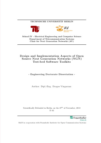 'Cover von Design and Implementation Aspects of Open Source NGN Test-bed Software Toolkits'-Cover