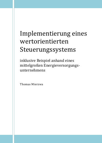 'Implementierung eines wertorientierten Steuerungssystems'-Cover