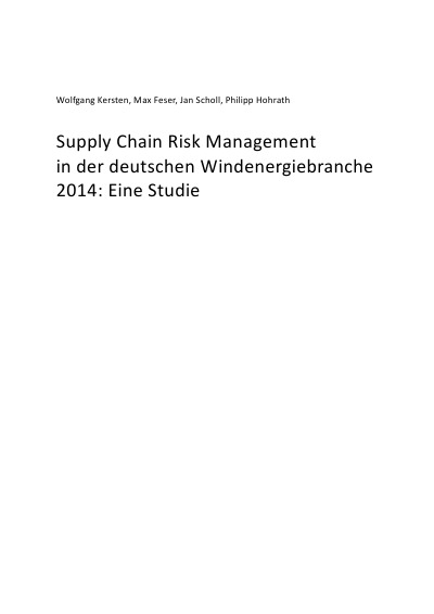 'Supply Chain Risk Management in der deutschen Windenergiebranche 2014'-Cover