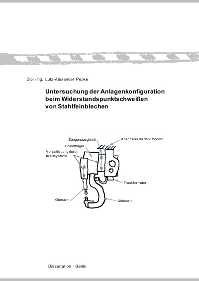 'Untersuchung der Anlagenkonfiguration beim Widerstandspunktschweißen von Stahlfeinblechen'-Cover