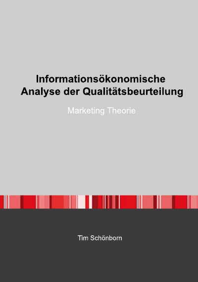'Informationsökonomische Analyse der Qualitätsbeurteilung'-Cover