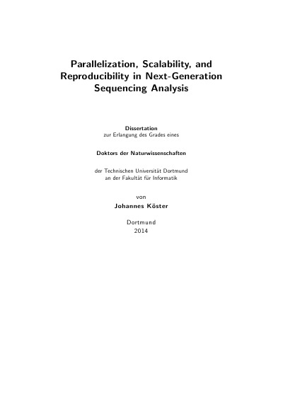 'Cover von Parallelization, Scalability, and Reproducibility in Next-Generation Sequencing Analysis'-Cover