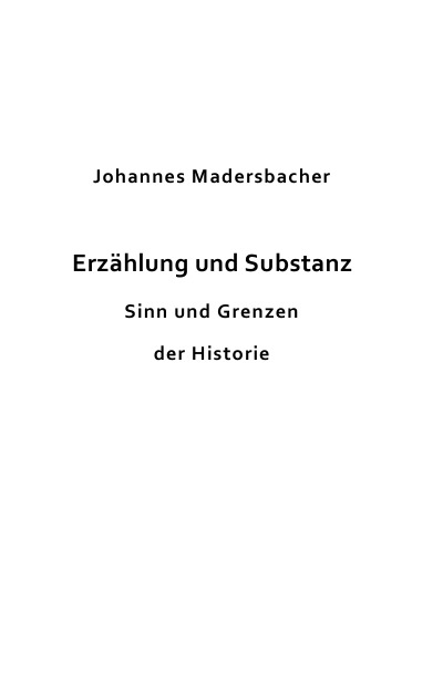 'Erzählung und Substanz'-Cover