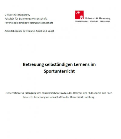 'Cover von Betreuung selbständigen Lernens im Sportunterricht'-Cover
