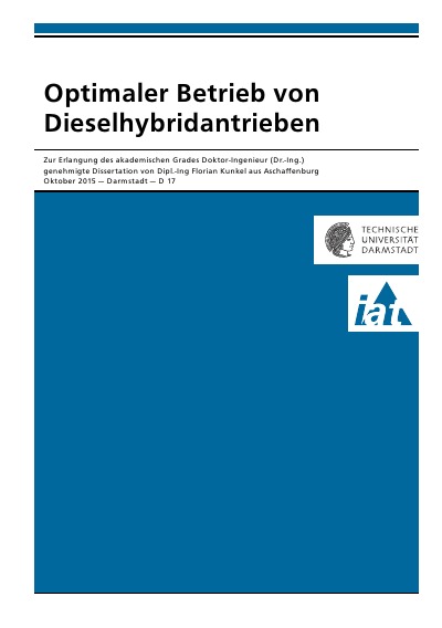 'Cover von Optimaler Betrieb von Dieselhybridantrieben'-Cover