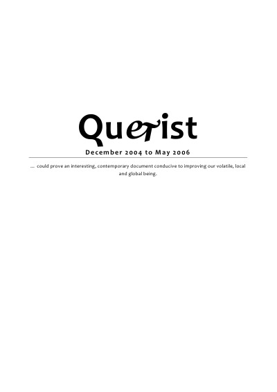'The Querist (December 2004 to May 2006)'-Cover