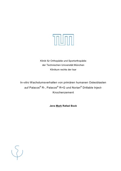 'Cover von In-vitro Wachstumsverhalten von primären humanen Osteoblasten auf Palacos® R-, Palacos® R+G und Norian® Drillable Inject- Knochenzement'-Cover
