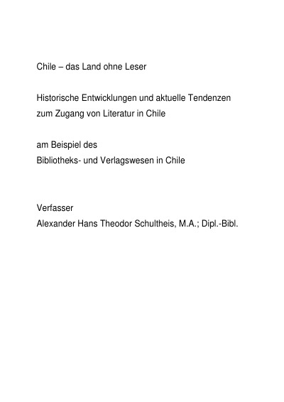 'Cover von Chile – das Land ohne Leser'-Cover
