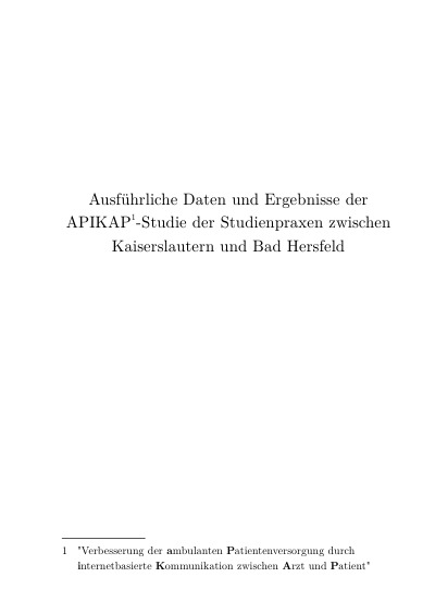 'Cover von Ausführliche Daten und Ergebnisse der APIKAP-Studie der Studienpraxen zwischen Kaiserslautern und Bad Hersfeld'-Cover