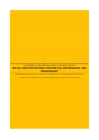 'Cover von EIN FALL ODER DER HOCHMUT VOR DEM FALL DER MEINUNGS- UND PRESSEFREIHEIT'-Cover