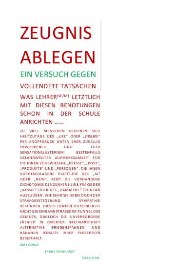 'Cover von ZEUGNIS ABLEGEN – EIN VERSUCH GEGEN VOLLENDETE TATSACHEN'-Cover