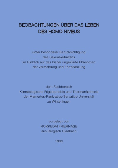 'Cover von Beobachtungen über das Leben des Homo niveus'-Cover