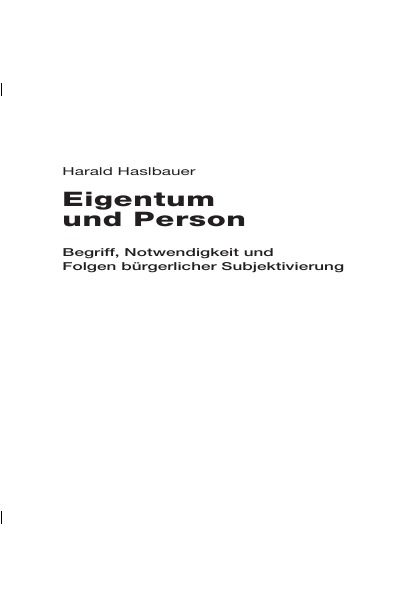 'Eigentum und Person'-Cover