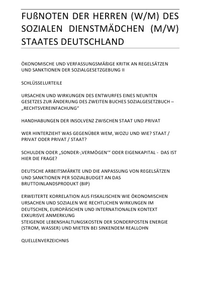 'Cover von FUßNOTEN DER HERREN (W/M) DES SOZIALEN DIENSTMÄDCHEN (M/W) STAATES DEUTSCHLAND'-Cover