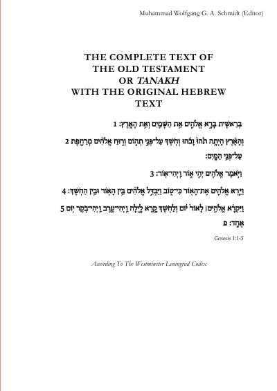 'The Complete Text of the Old Testament or Tanakh With The Original Hebrew Text'-Cover