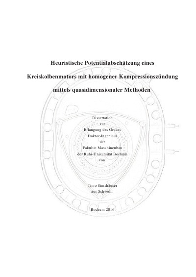 'Cover von Heuristische Potentialabschätzung eines Kreiskolbenmotors mit homogener Kompressionszündung mittels quasidimensionaler Methoden'-Cover