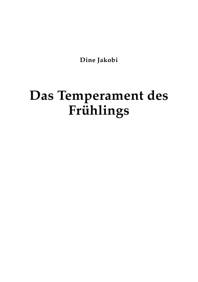 'Das Temperament des Frühlings'-Cover