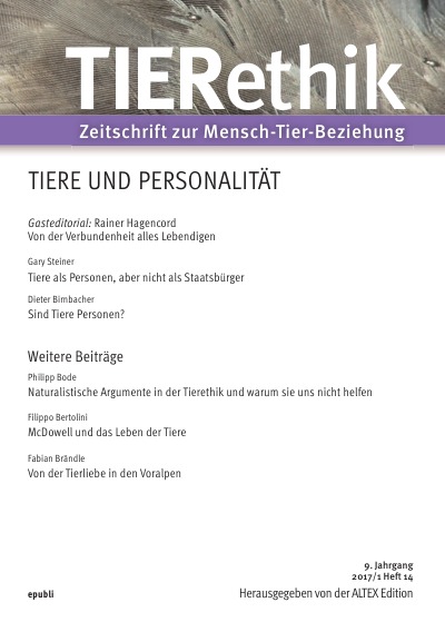 'Cover von TIERethik (9. Jahrgang 2017/1)'-Cover