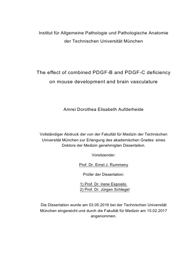 'Cover von The effect of combined PDGF-B and PDGF-C deficiency on mouse development and brain vasculature'-Cover