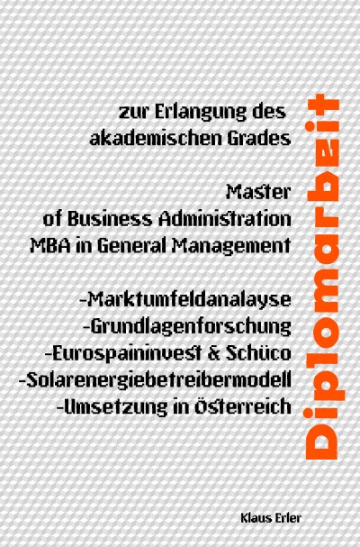 'Diplomarbeit – Solarenergiebetreibermodell-Umsetzung in Österreich'-Cover