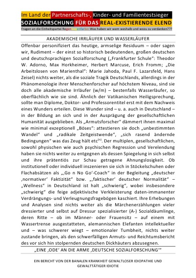 'Cover von „SOZIALFORSCHUNG“ FÜR DAS REAL-EXISTIERENDE ELEND – Im Land der Partnerschafts-, Kinder- und Familientestsieger'-Cover