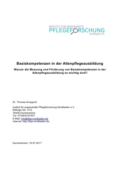 'Basiskompetenzen in der Altenpflegeausbildung'-Cover