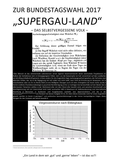 'Cover von ZUR BUNDESTAGSWAHL 2017:  „SUPERGAU-LAND“ – DAS SELBSTVERGESSENE VOLK –'-Cover