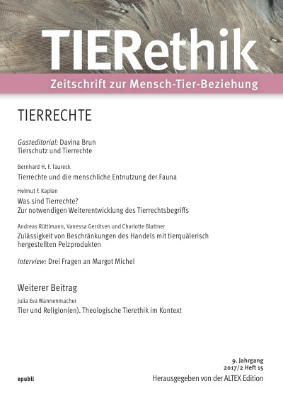 'TIERethik (9. Jahrgang 2017/2)'-Cover