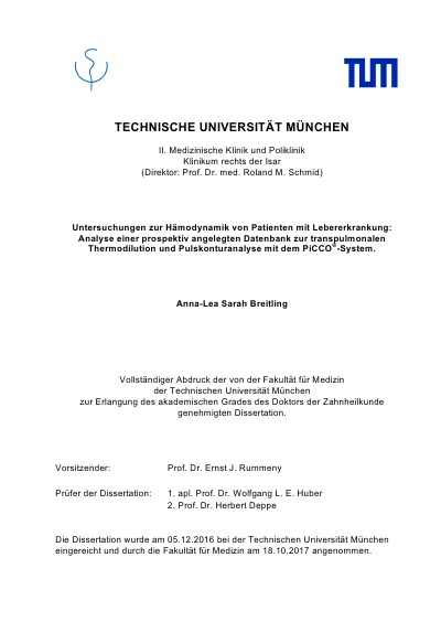 'Untersuchungen zur Hämodynamik von Patienten mit Lebererkrankung: Analyse einer prospektiv angelegten Datenbank zur transpulmonalen Thermodilution und Pulskonturanalyse mit dem PiCCO®-System.'-Cover