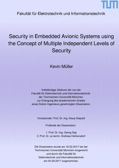 'Security in Embedded Avionic Systems using the Concept of Multiple Independent Levels of Security'-Cover