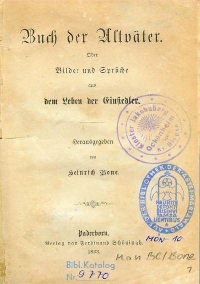 'Cover von Heinrich Bone – Buch der Altväter'-Cover