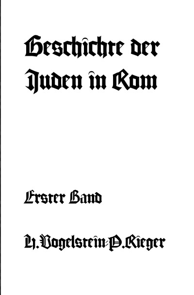 'Geschichte der Juden in Rom – Erster Band'-Cover