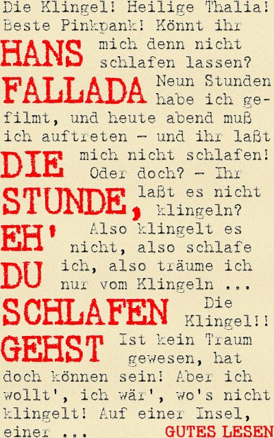 'Cover von Die Stunde, eh’ du schlafen gehst'-Cover