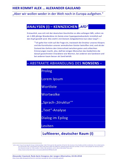 'Cover von HIER KOMMT ALEX … ALEXANDER GAULAND – ANALYSEN (I) – KENNZEICHEN „AfD“'-Cover