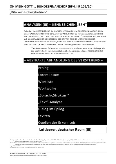 'Cover von OH MEIN GOTT … BUNDESFINANZHOF (BFH, I R 106/10) – ANALYSEN (III) – KENNZEICHEN „BFH“'-Cover