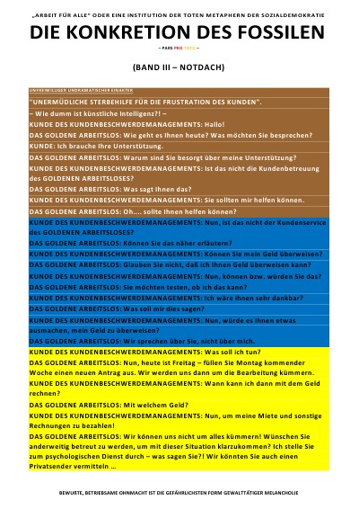 'DIE KONKRETION DES FOSSILEN – „ARBEIT FÜR ALLE“ ODER EINE INSTITUTION DER TOTEN METAPHERN DER SOZIALDEMOKRATIE (BD 3/6)'-Cover