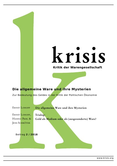 'Die allgemeine Ware und ihre Mysterien – Krisis 2/ 2018'-Cover
