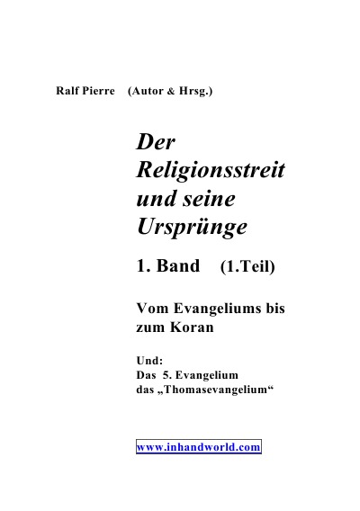 'Cover von Der Religionsstreit und seine Ursprünge                2. & 3 Teil'-Cover