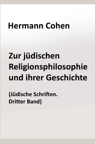 'Zur jüdischen  Religionsphilosophie und ihrer Geschichte'-Cover