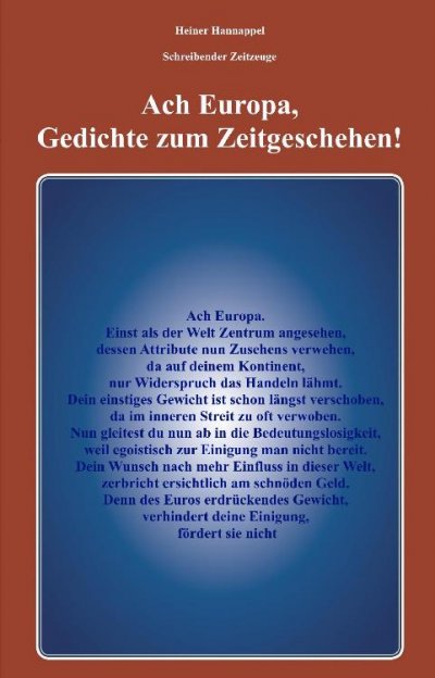 'Cover von Ach Europa,Gedichte zum Zeitgeschehen!'-Cover