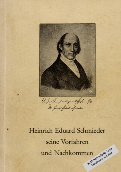 'H. E. Schmieder Nachkommen – Rahnsdorfer Linie'-Cover