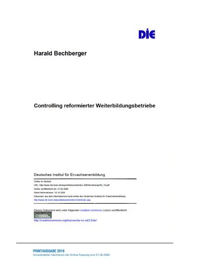 'Cover von Controlling reformierter Weiterbildungsbetriebe'-Cover