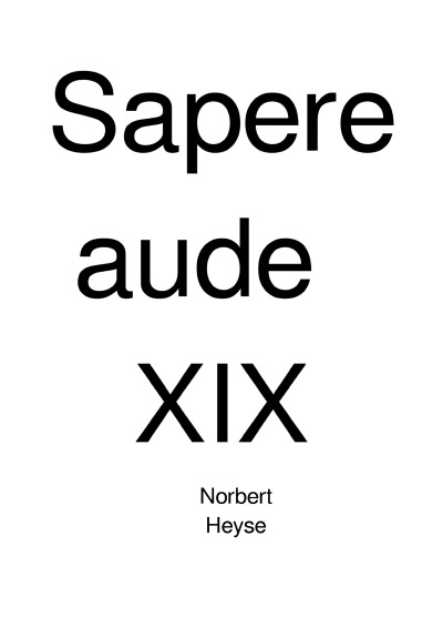 'Sapere aude   XIX'-Cover
