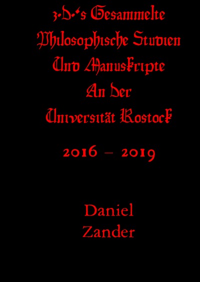 'z.D.‘s Gesammelte Philosophische Studien & Manuskripte An Der Universität Rostock'-Cover